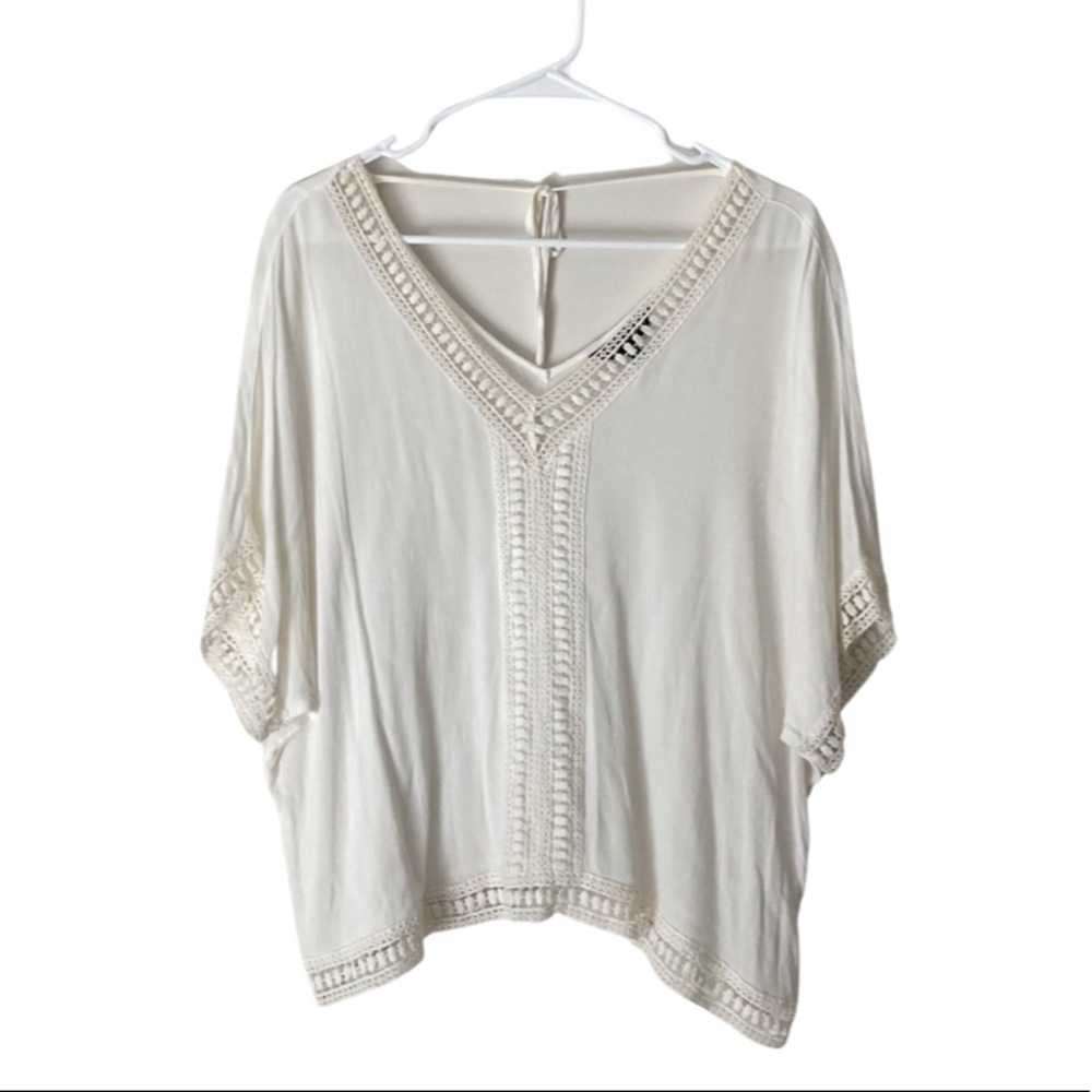 V-neck short tunic top with embroidery, great for beach coverup, summer, travel